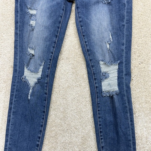 Risen Jeans Jeans Womens 5/27 Blue High Rise Distressed Button Fly Skinny Denim - Picture 3 of 14